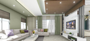 Living room interior design, modular home decor