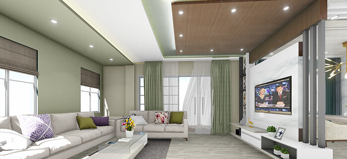 Living room interior design, modular home decor